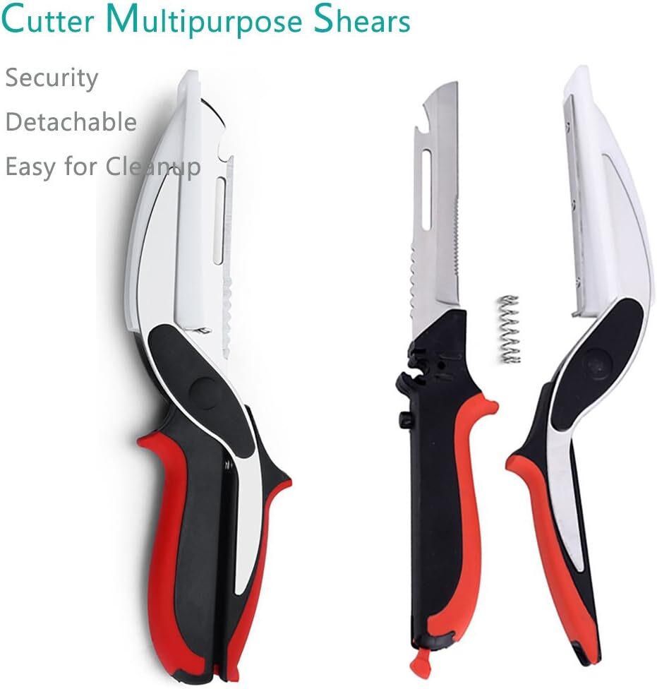 Multipurpose Kitchen Scissors With Built-in Cutting Board And Safety Latch