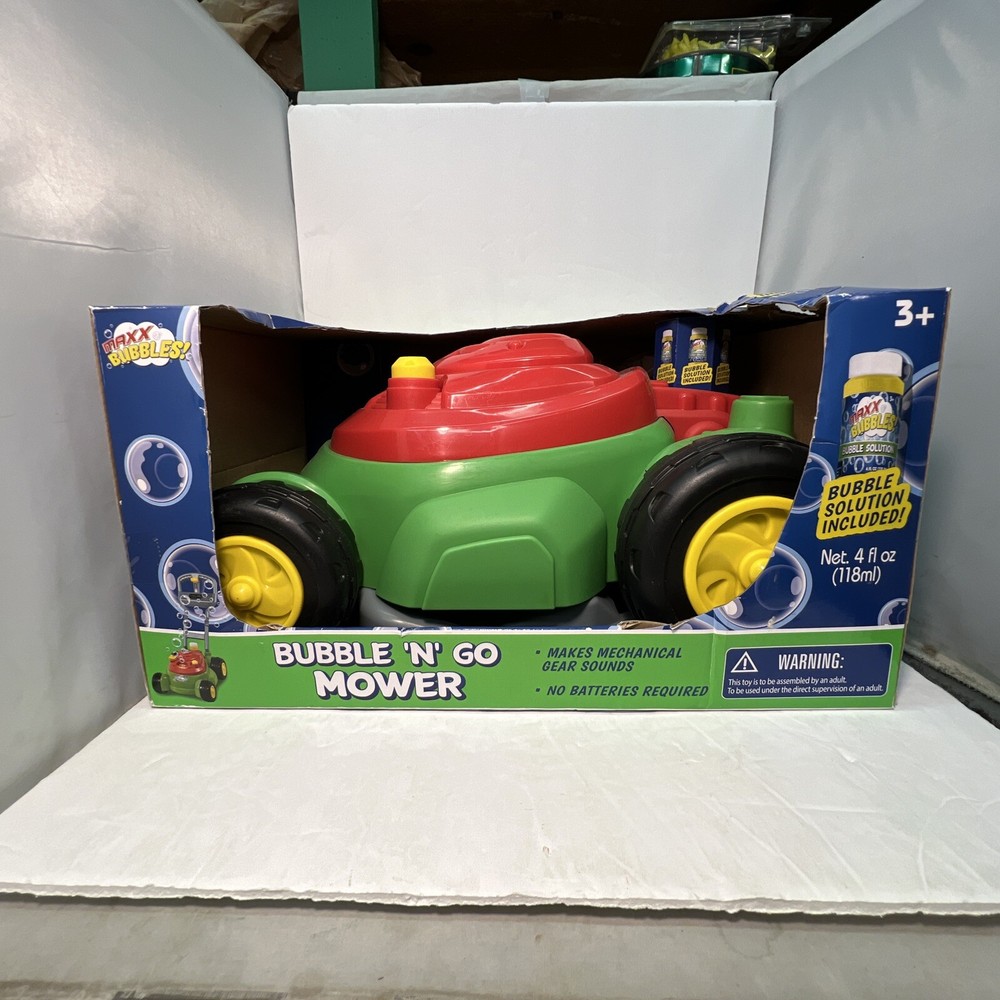 Maxx Bubbles Bubble-N-Go Toy Mower with Refill Solution NIB