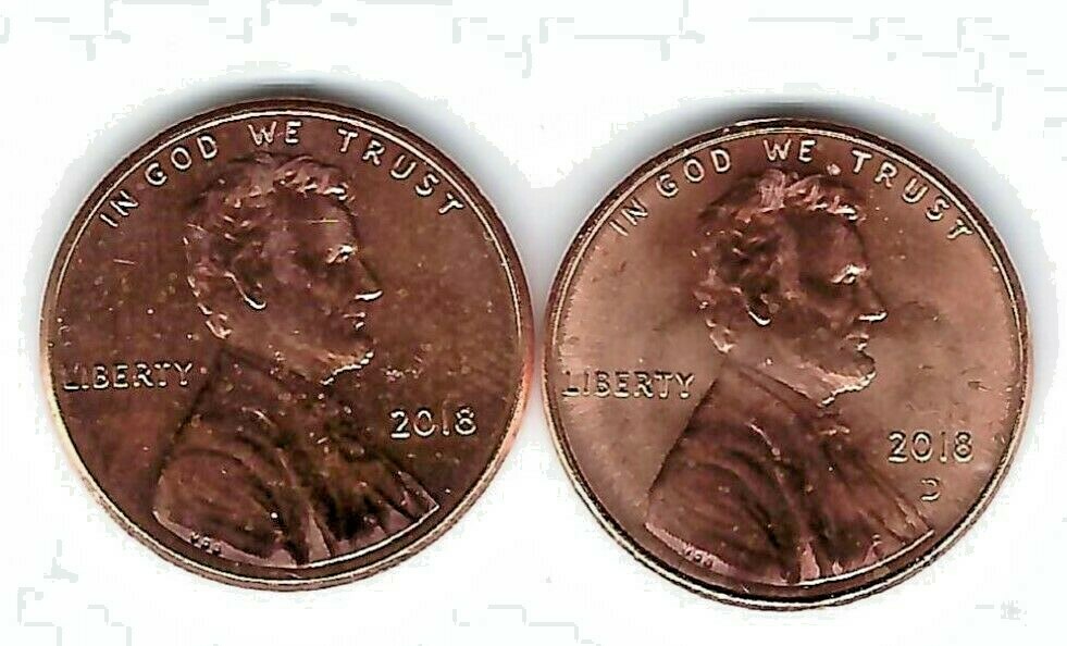 2018-D & P Two Brilliant Uncirculated Lincoln Cent Type Coins