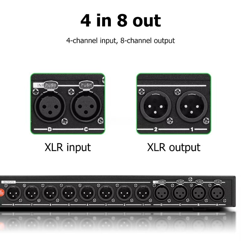 4 in 8 Out Speaker Audio Processor Professional Audio System Frequency Division