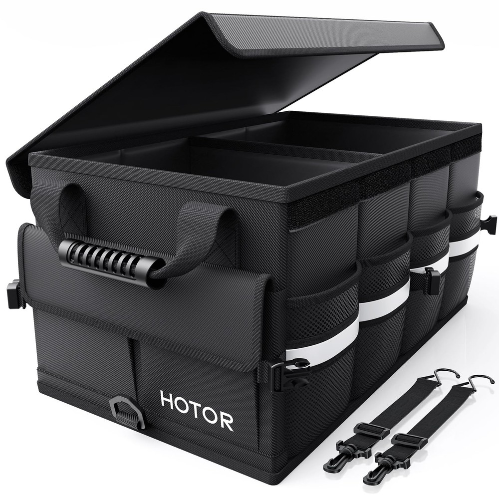 HOTOR Car Trunk Organizer - Foldable for SUV, Medium, Black