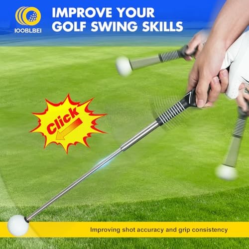 Retractable Golf Swing Trainer, Golf Training Aid & Golf Grip Trainer for
