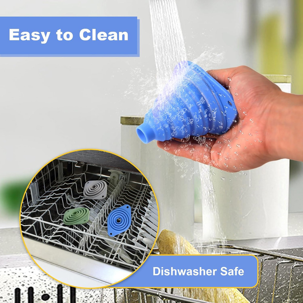 Kitchen Funnel Set 3 Pack,Funnels for Kitchen Use Filling Bottles,Silicone Funne