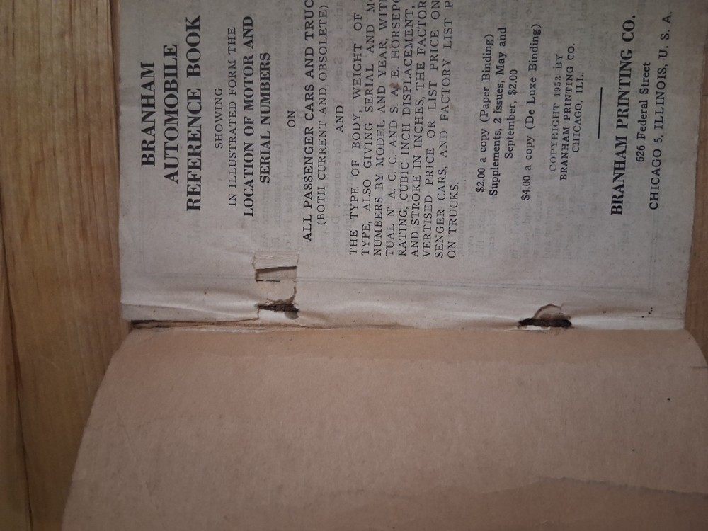 1943,49,53 Branham Automobile Reference Book