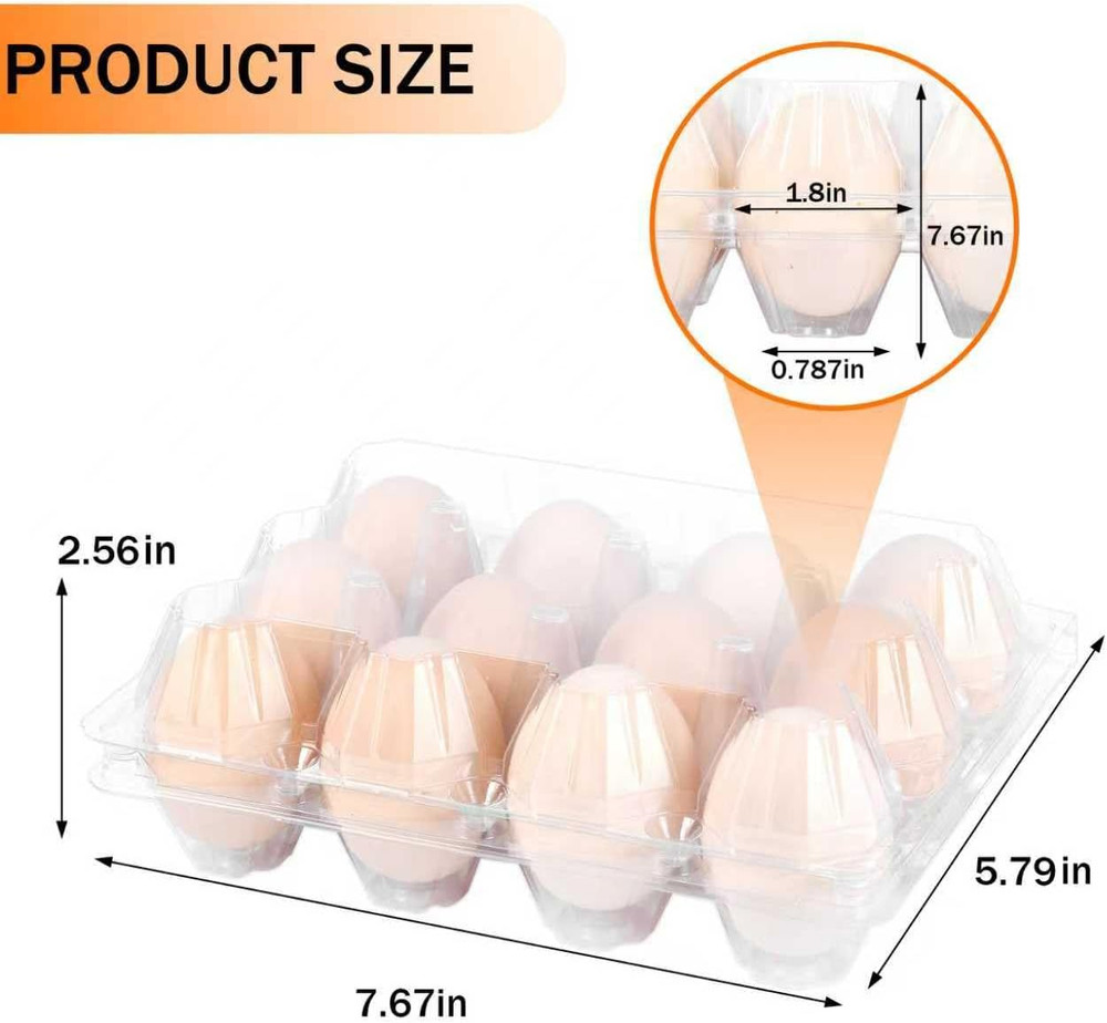 100 Pack 12 Count Plastic Egg Cartons - Bulk Cheap Clear Reusable Egg Containers