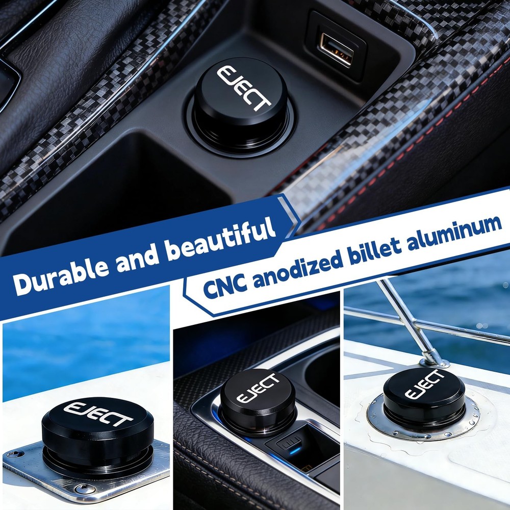 Cigarette Lighter Plug Cover Billet Aluminum Black-eject