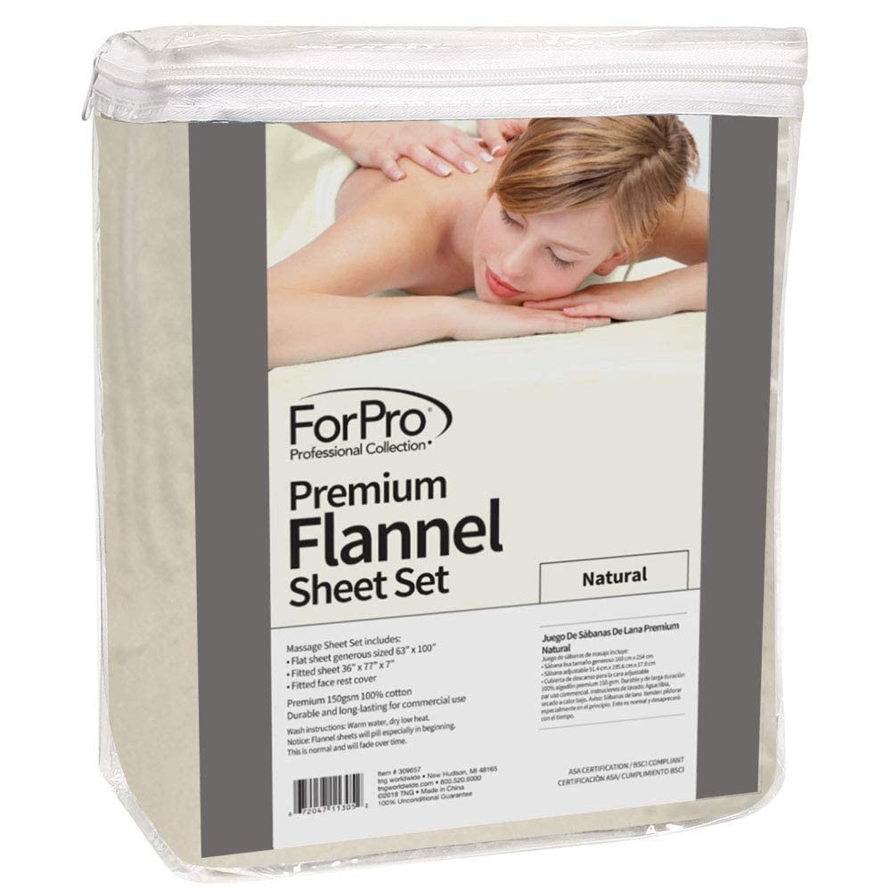 ForPro Flannel 3-Piece Massage Sheet Set for Massage Tables, Includes Flat, ...