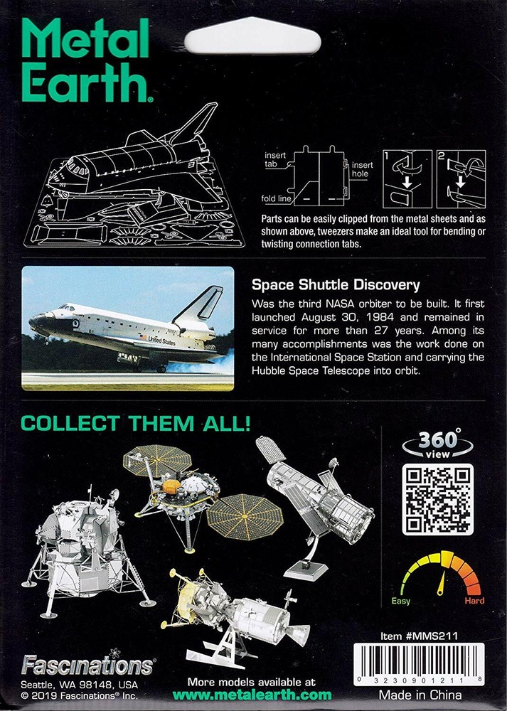 Fascinations Metal Earth SPACE SHUTTLE DISCOVERY (Color Version) 3D Model Kit