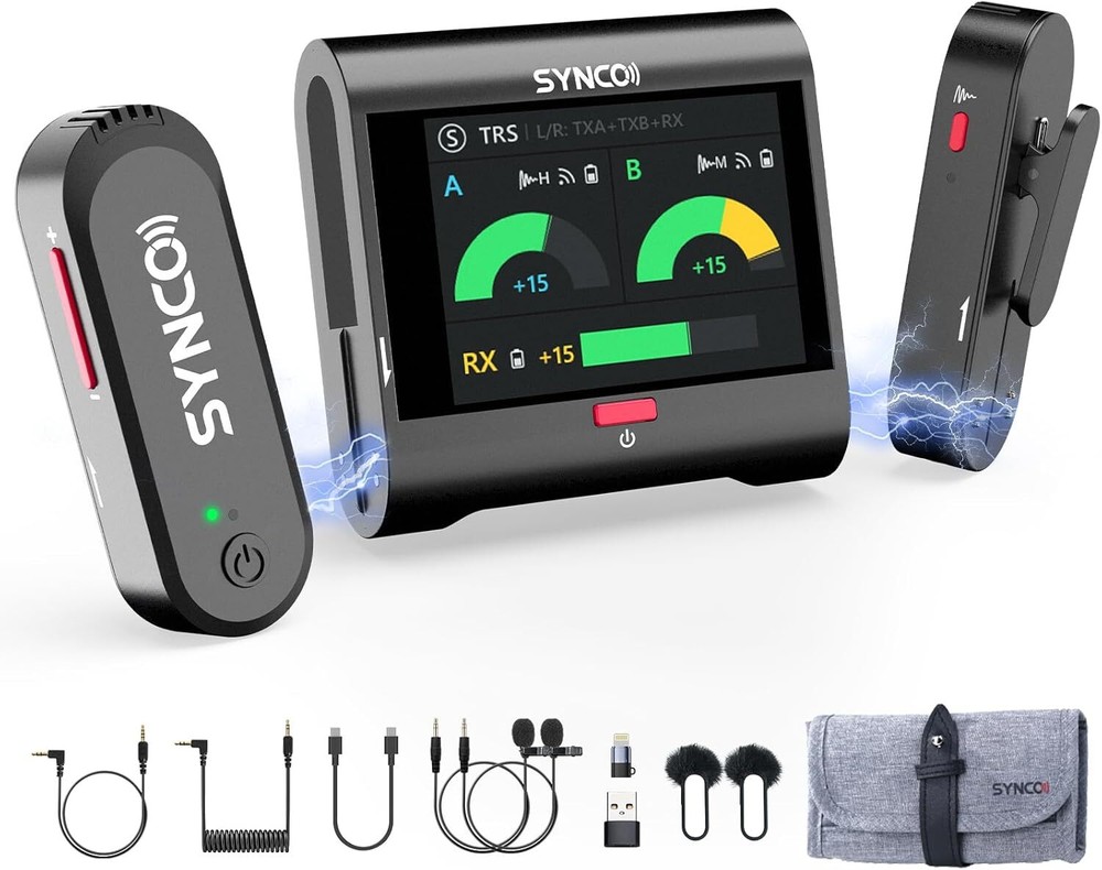 SYNCO G3 PRO Wireless Microphone 2.4G 820FT Noise Reduction for Camera Streaming