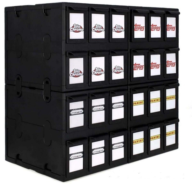 4 BCW 6 Drawer Card Catalog Black Boxes Stackable Acid Free w/ Clear Partitions
