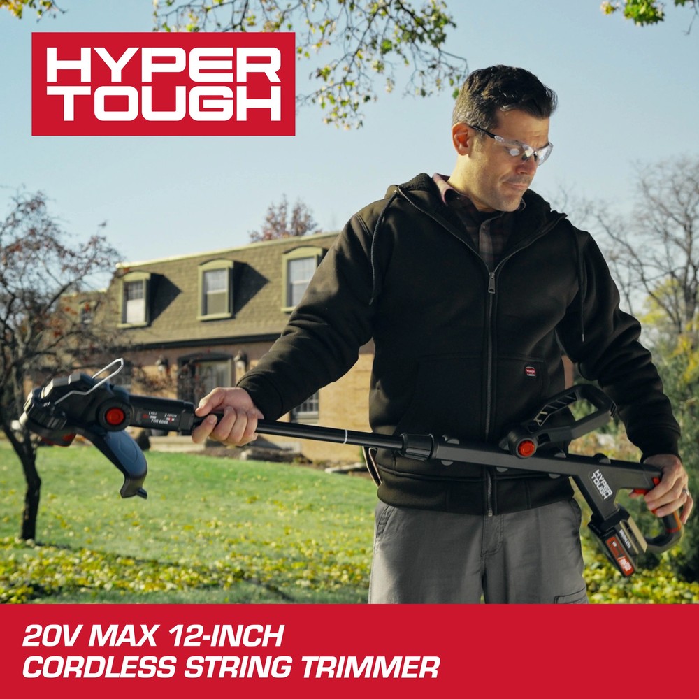 Hyper Tough 12" 20V Brushless Cordless String Trimmer with 20V Max 2.0Ah