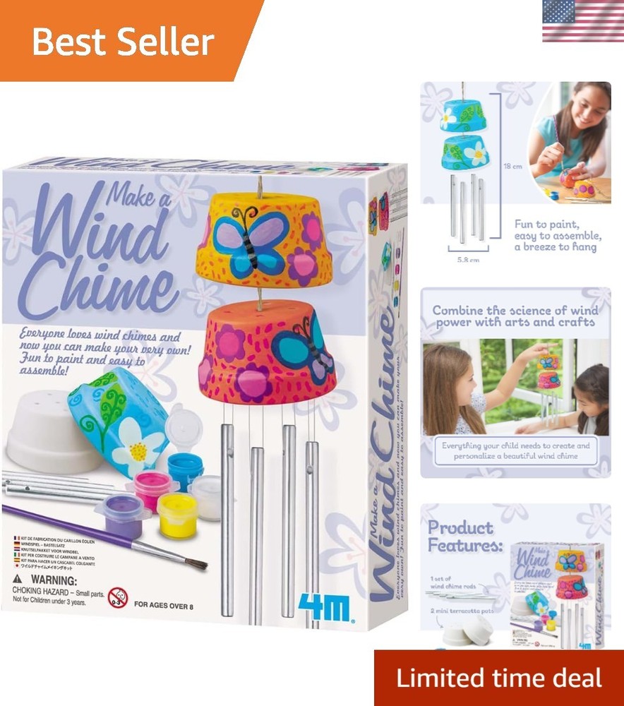4M Make A Wind Chime Kit - Arts & Crafts Construct & Paint A Wind Powered Mus...