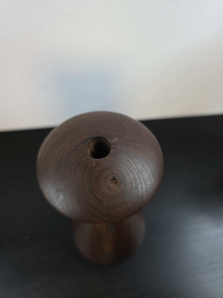 Wooden Walnut Solid Piece Candleholder MCM Decor