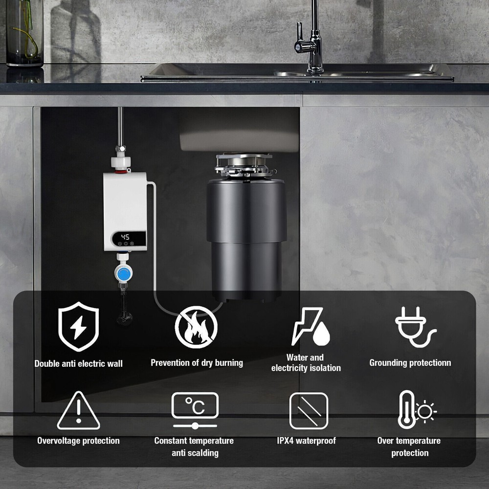 3500W Electric Tankless Instant Hot Water Heater Under Sink Tap Bathroom Kitchen