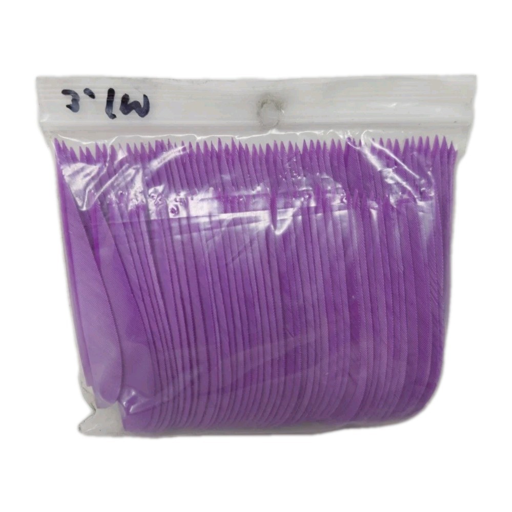 100 Pack Archery Arrow Feathers 3" Left Wing: Parabolic Purple