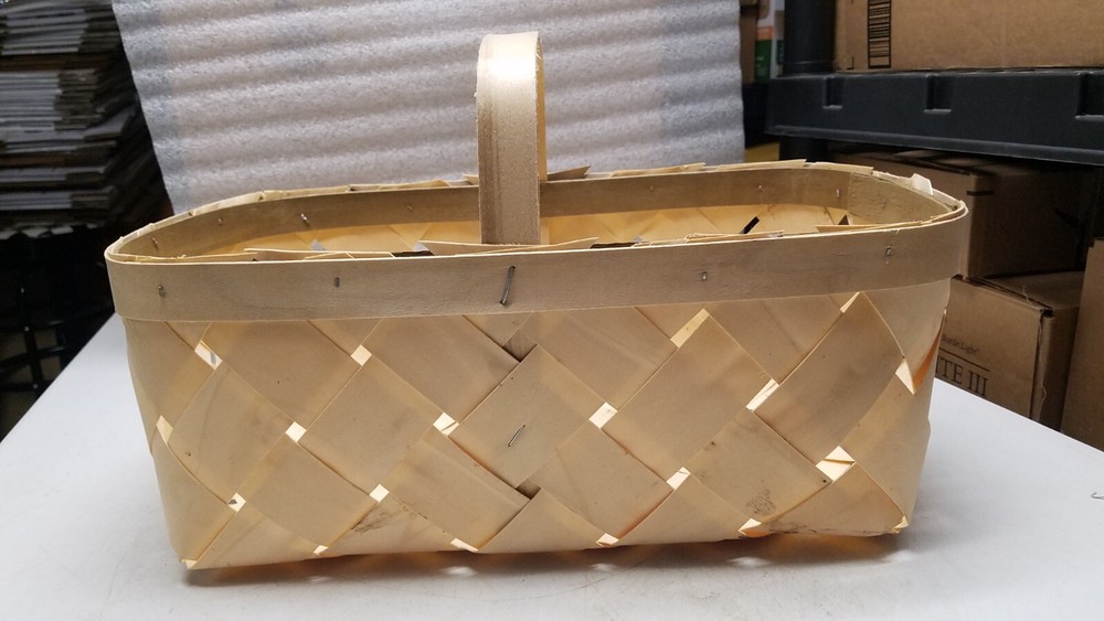 Weaved Wood Basket with Handle (C)