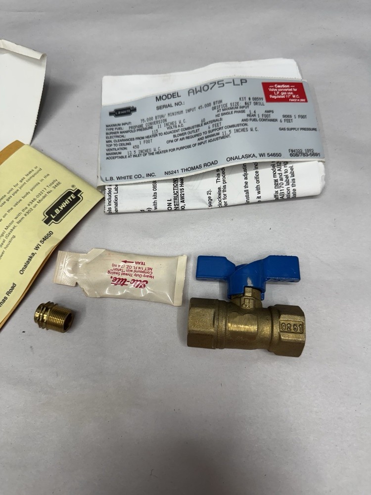 lb white aw075-lp valve NOS