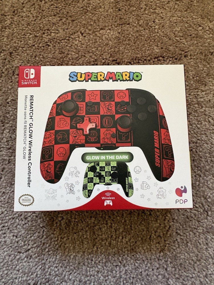 PDP REMATCH GLOW Enhanced Wireless Nintendo Switch Pro Controller Super Mario