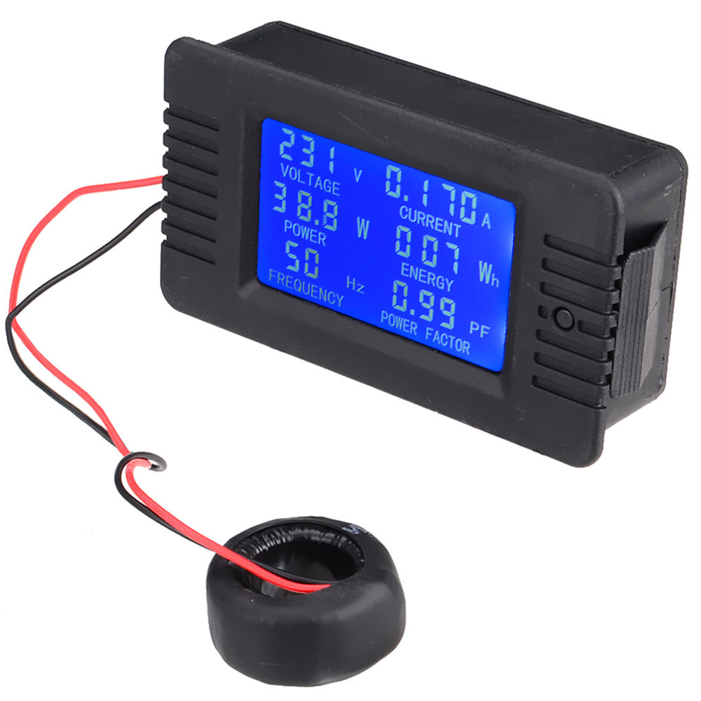 New 6 in 1 AC80-260V/100A Voltmeter Ammeter Power Factor Energy Frequency Meter