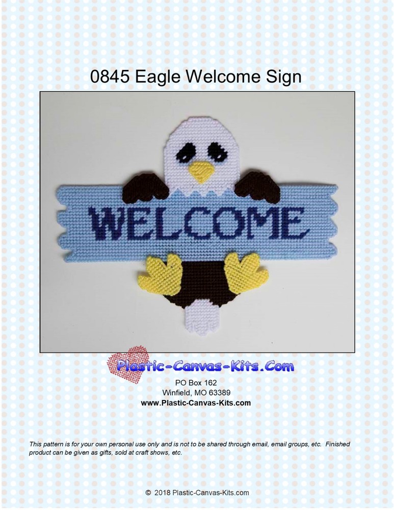 Eagle Welcome Sign- Plastic Canvas Pattern or Kit