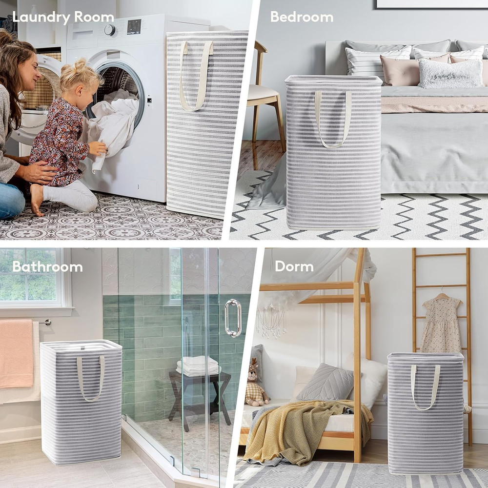 2 Pack Laundry Hamper Large Collapsible Laundry Baskets, Freestanding Waterproof