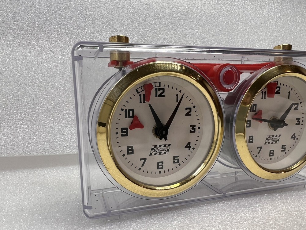 Vintage APFY ROLLAND Chess Clock Analog Mechanical Timer Clear Acrylic