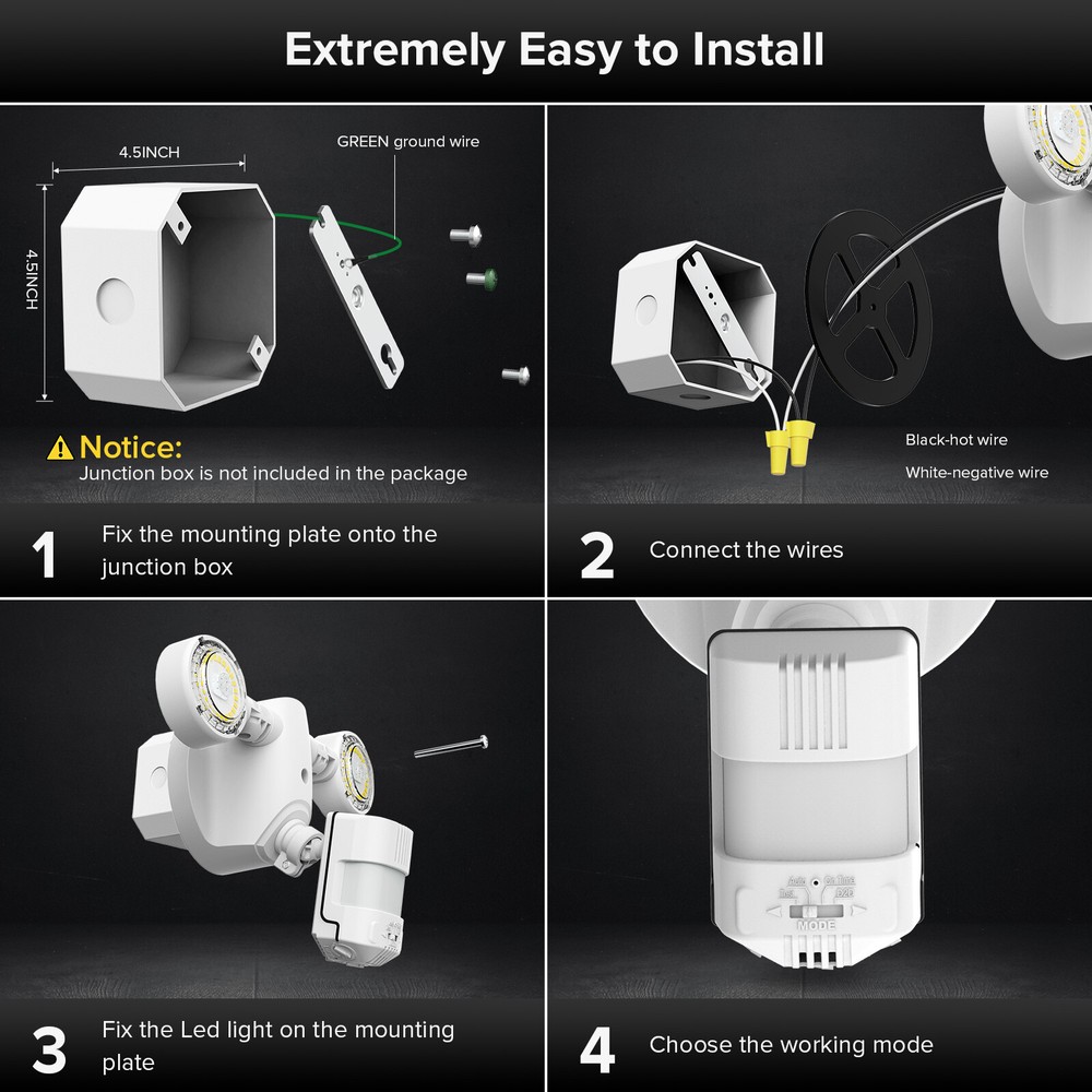 SANSI 10,000LM Security Light Outdoor Motion Sensor LED Wall Mounted Floodlight