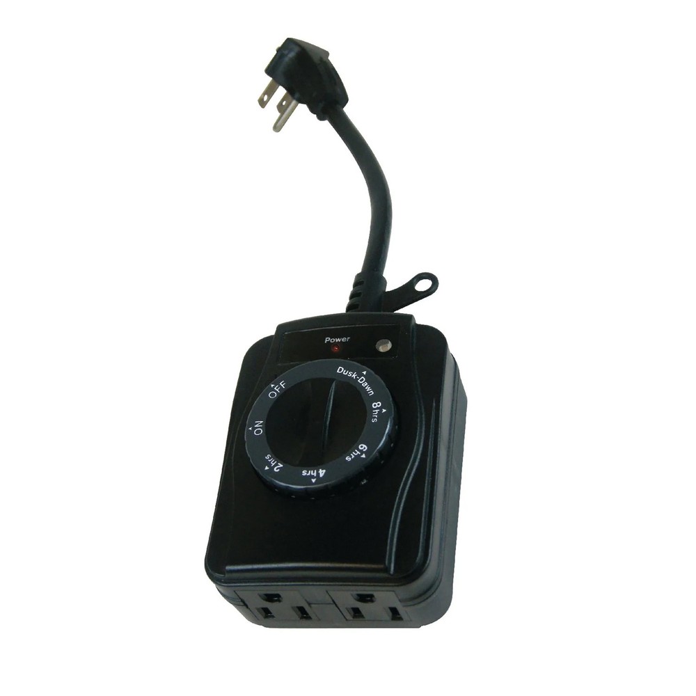 2-Outlet Grounded Outdoor Countdown Timer Photosensor