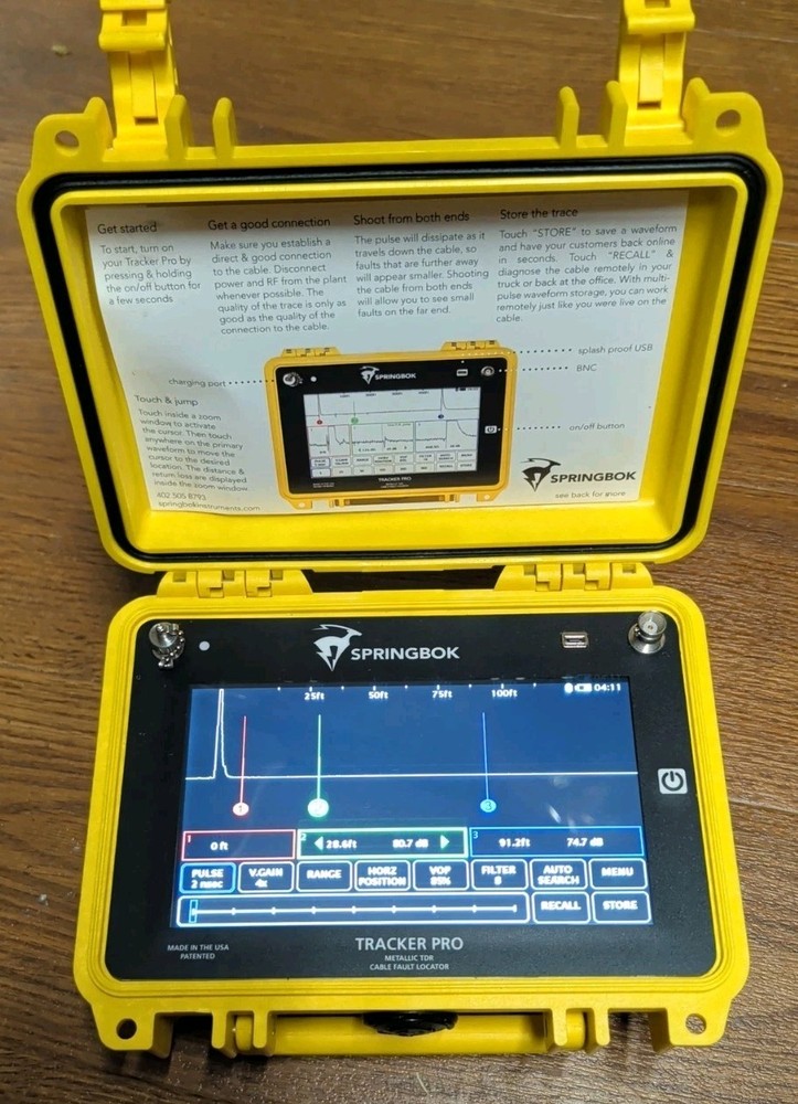 Springbok Tracker Pro Time Domain Reflectometer Cable Fault Locator