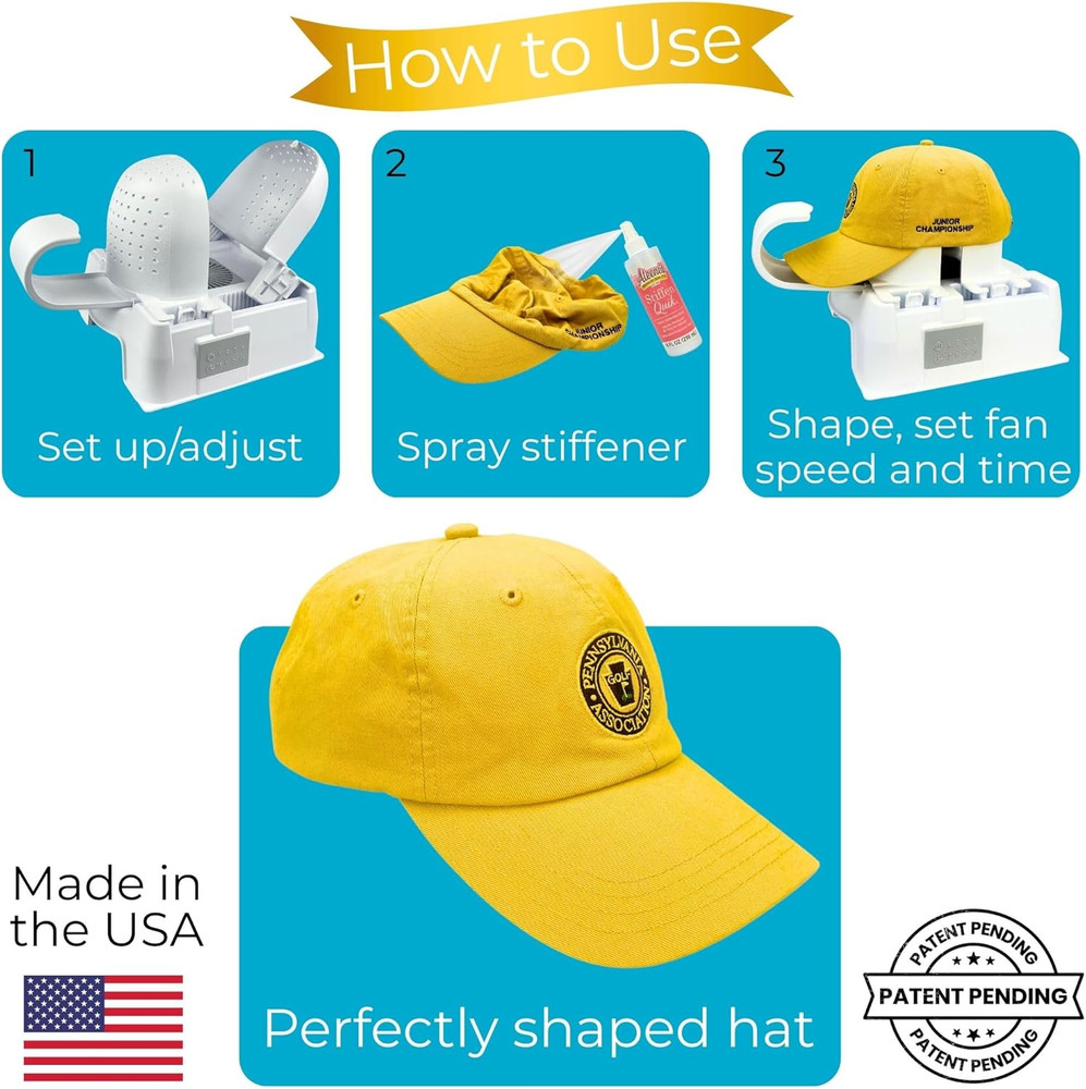 Hat Shaper Machine with Stiffening Spray – Adjustable Hat Care & Reshaping Devic