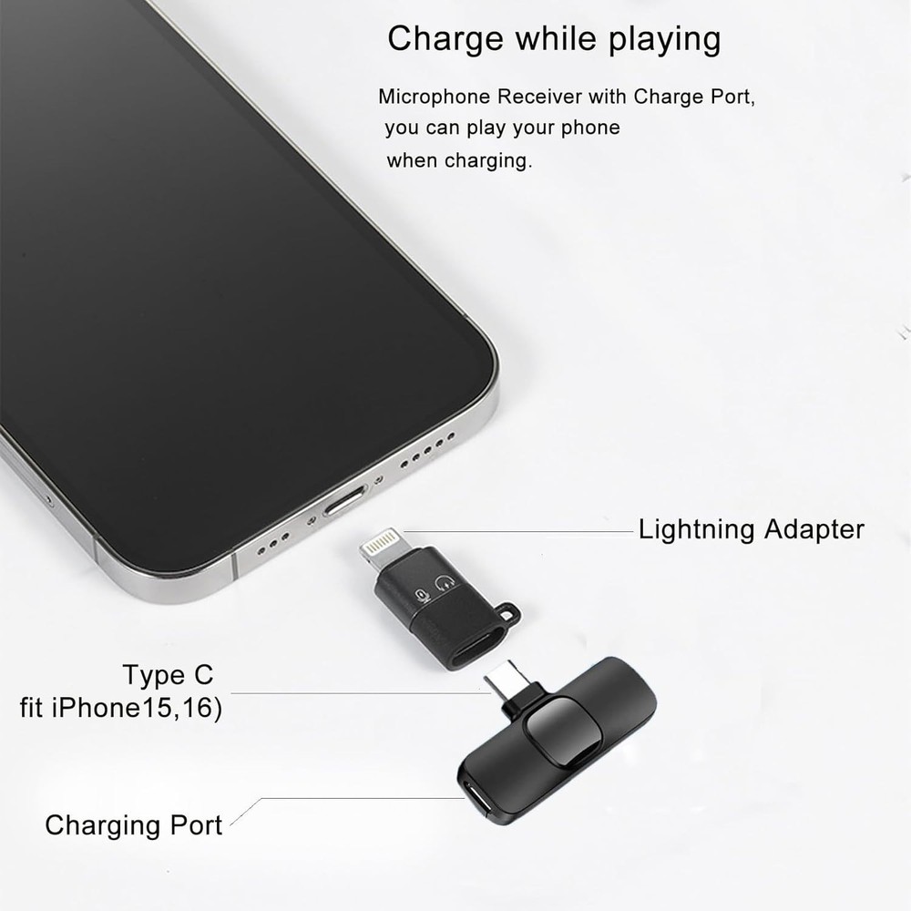 Professional Wireless Lavalier Microphone for iPhone, iPad, Android Phone, Mini