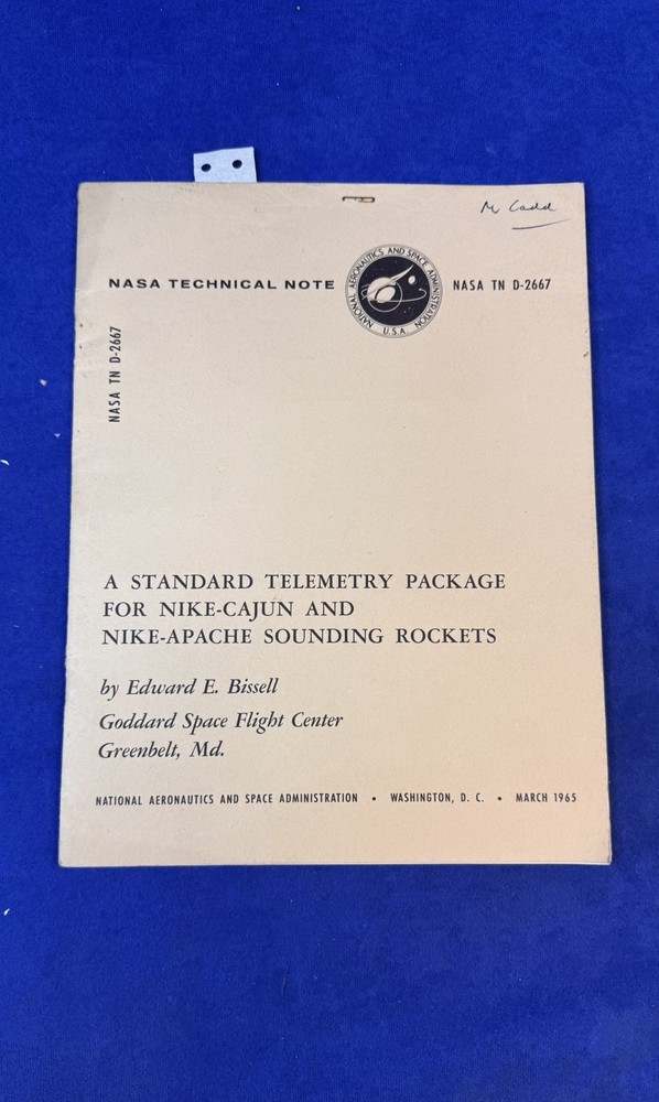 NASA Technical Note D-2667 Nike Cajun Apache Telemetry Rockets 1965
