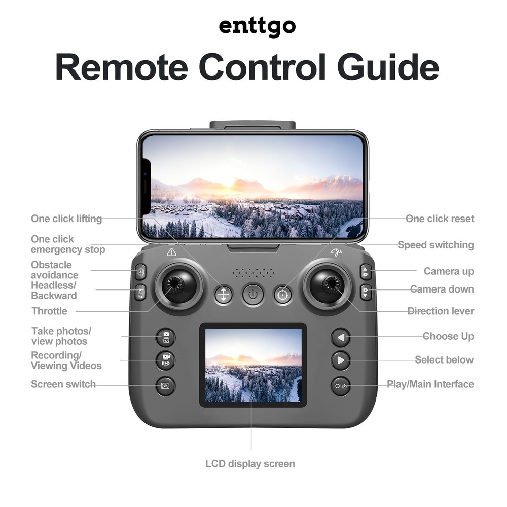 S116 GPS Drone with Screen Controller, Two-batteries, Black - 2 batteries