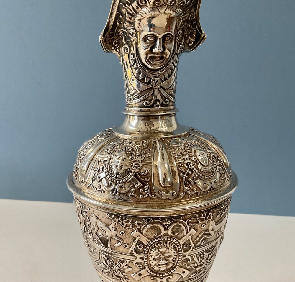 Antique Solid Silver Cellini Ewer Victorian