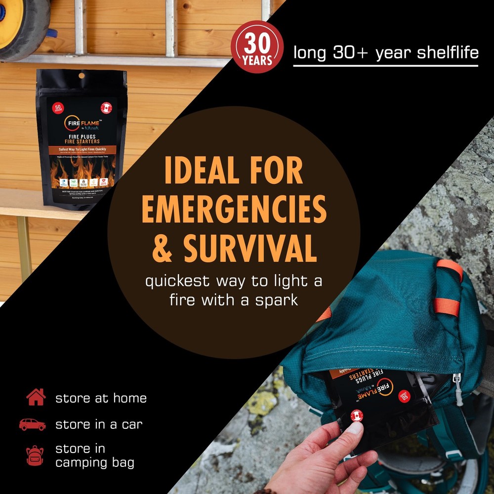 Fireflame Fire Plugs Fire Starter - Quick Instant 100% Waterproof Firestarter...