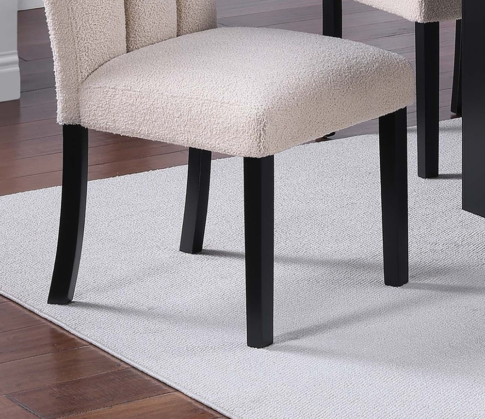 Upholstered Soft Fabric 2pc Dining Chairs Channel Tufting Neutral Tone Side Ch
