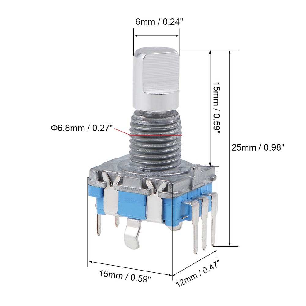 5pcs 360 Degree Rotary Encoder Code Switch Digital 7 Pins 15mm D-Shaft