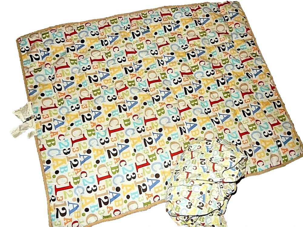 5J Vintage CIRCO ABC 123 Dot Crib Comforter & Fitted Sheet Set Alphabet Numbers