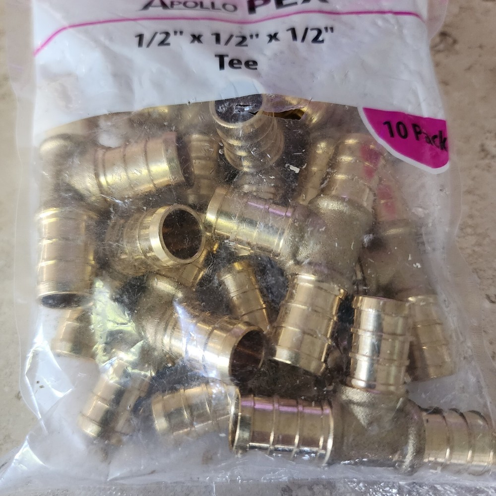 Apollo, 1/2 in. Brass PEX-B Barb Tee (10-Pack)