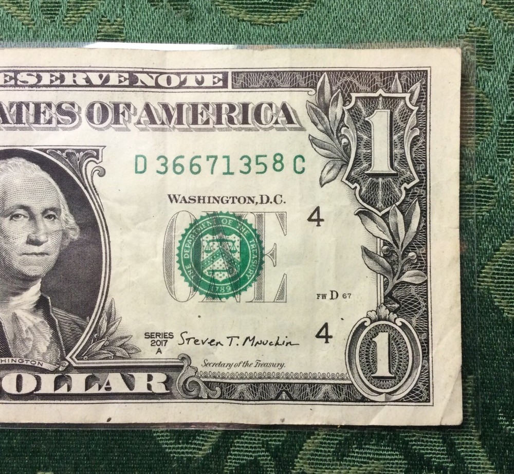 Error Note $1 One Dollar Bill Series 2017 A Gas Pump Turn 8 Raised Stuck Digit