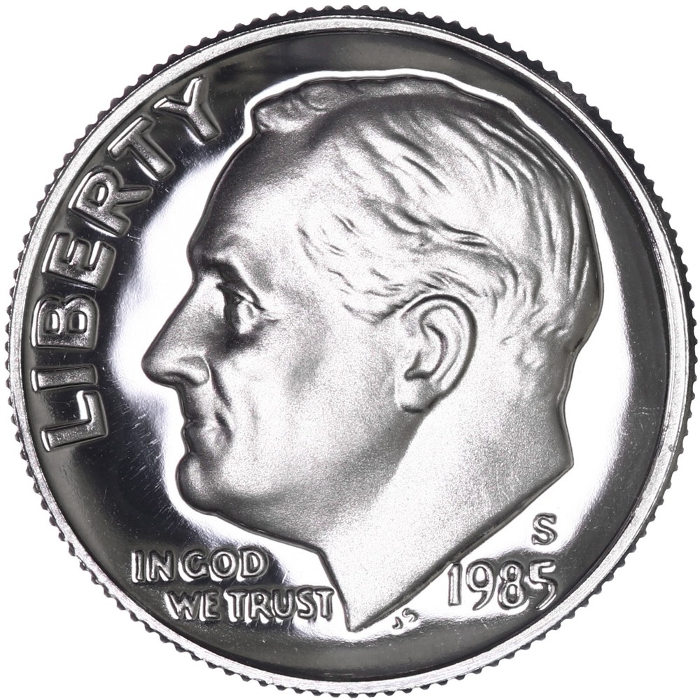 1985 S Roosevelt Dime Gem DCam Proof CN-Clad