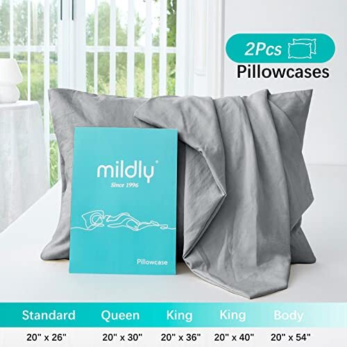 Super Soft Pillowcase - Washed Microfiber Lightweight Body (20" x 54") Gray