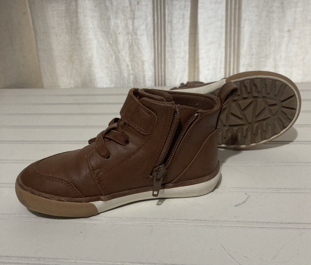 Wonder Nation Boy’s Ankle Boots Brown Size 8 Hook and Loop Closure Adjustable
