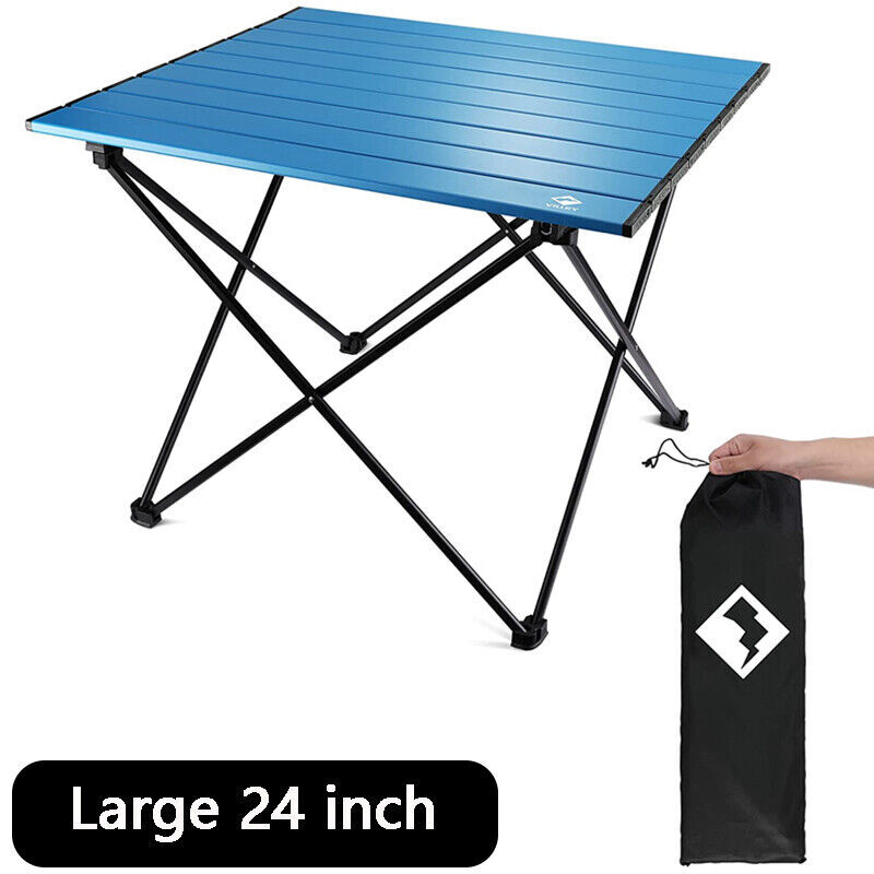 VILLEY Portable Camping Side Table Ultralight Aluminum Folding Beach Table 24"