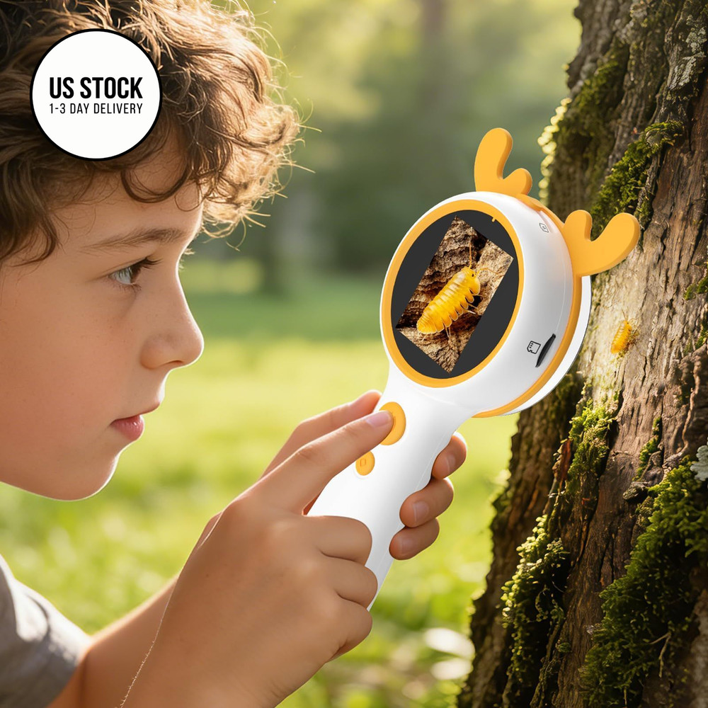 Aikokkl Kids Microscope Orange Deer - Digital Handheld STEM One Size,