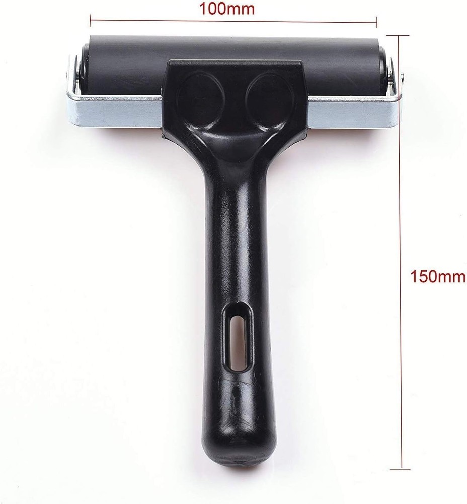 Versatile 4-Inch Black Rubber Brayer Roller for Inking and Adhesive Applications