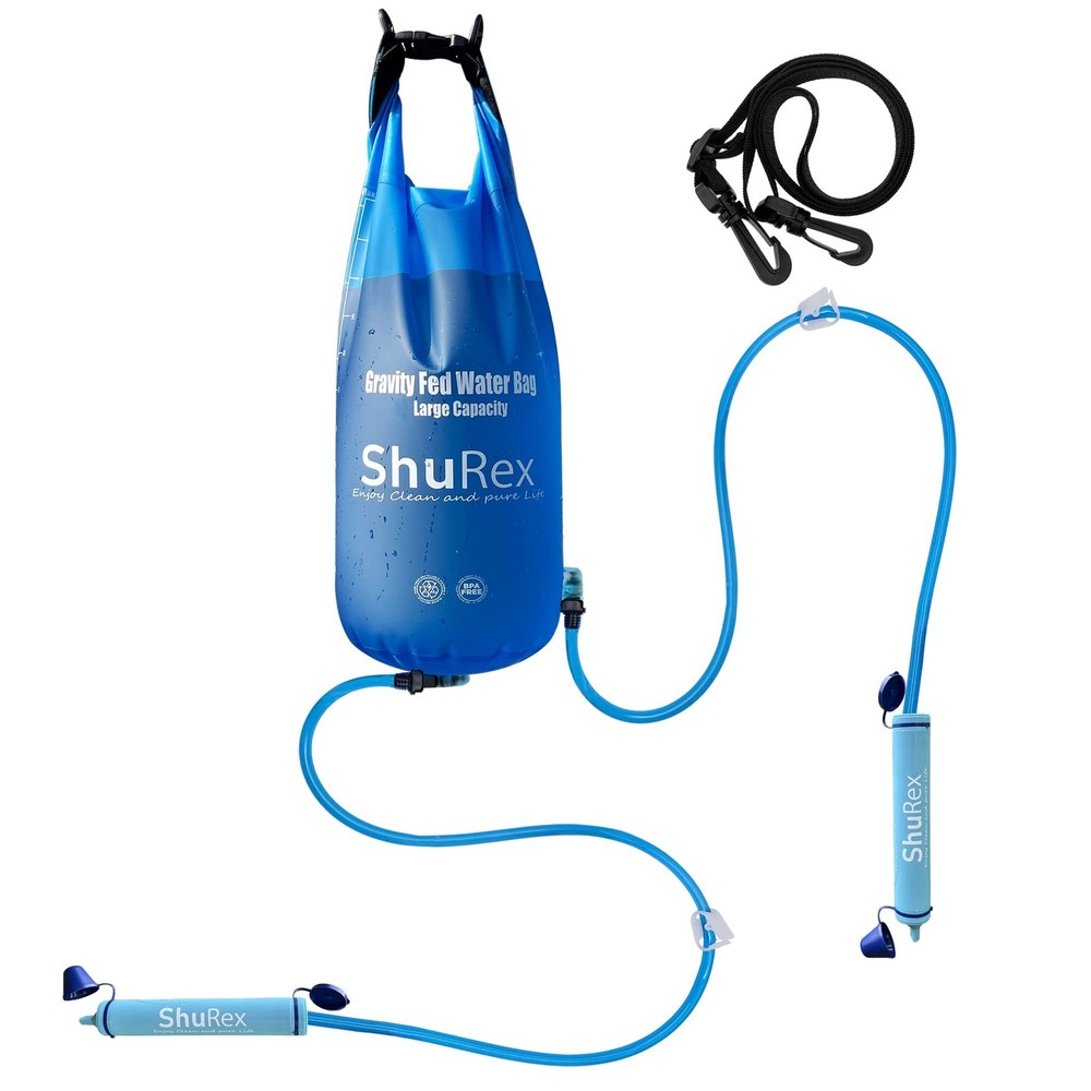 Gravity Fed Water Filtration System with Adjustable Tree Strap, Large Gravity...