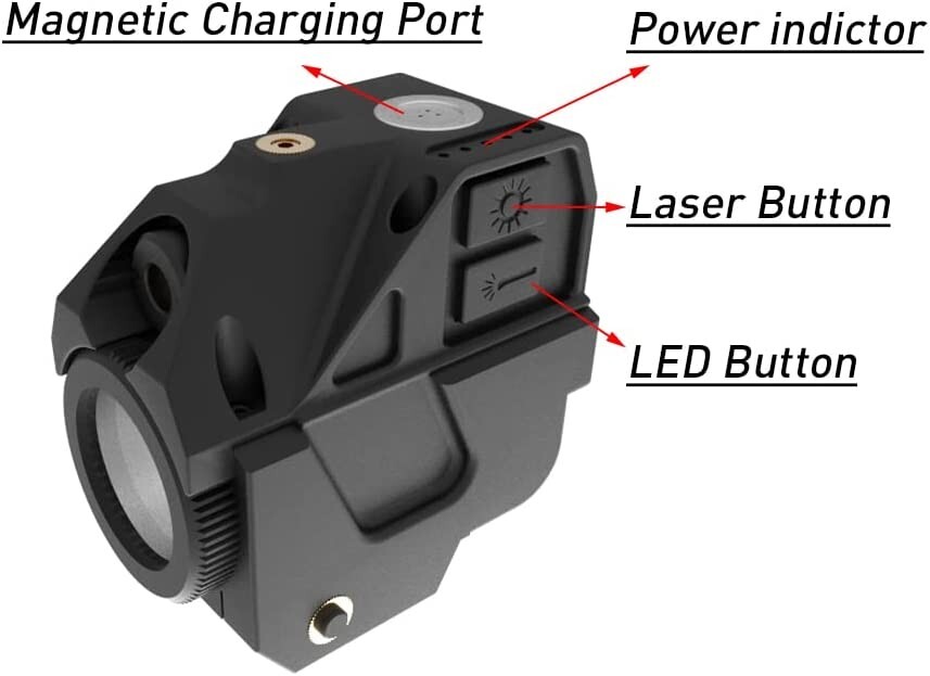 Laspur Tactical Sub Compact Rail Mount Laser Sight w/ High Lumen Flashlight