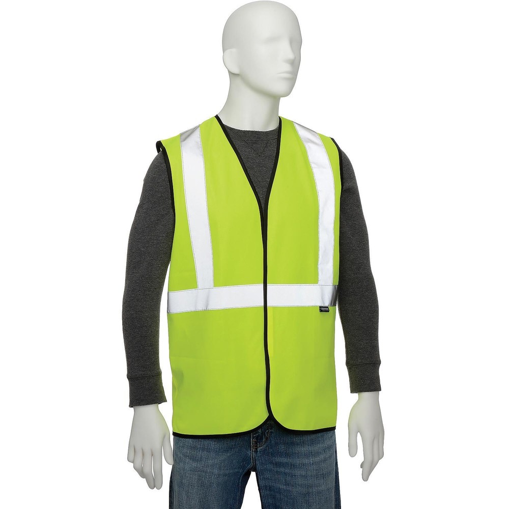 Class 2 Hi-Vis Safety Vest 2" Silver Strips Polyester Solid Lime Size S/M