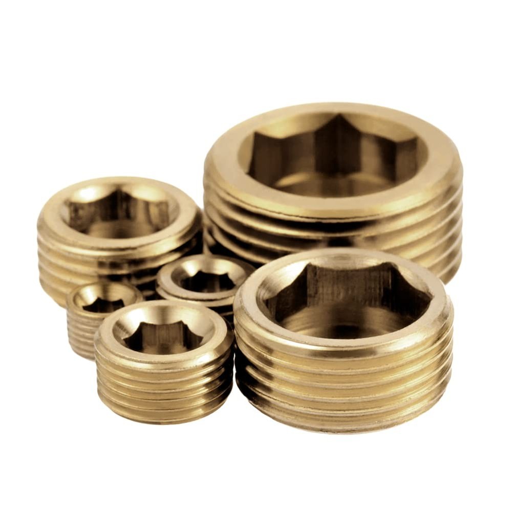 ANPTGHT 1/2" NPT Plug Brass Pipe Fitting, Counter sunk Thread 1/2inch, 5 Pcs